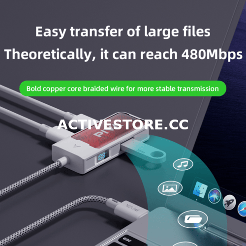 وصلة تايب سي 4in1 مدمج بها شاشة مقياس للشحن | PIVA