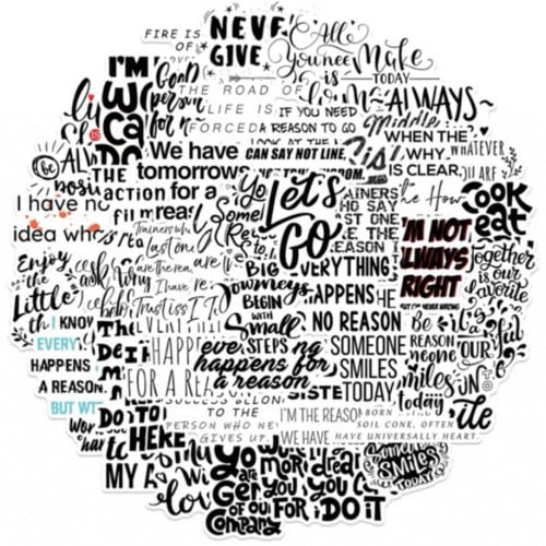 ملصقات بعبارة ابيض و اسود | خمس حبات