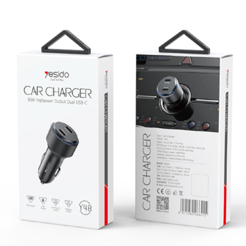 شاحن سيارة بمنفذين PD بقوة 60 واط | Yesido