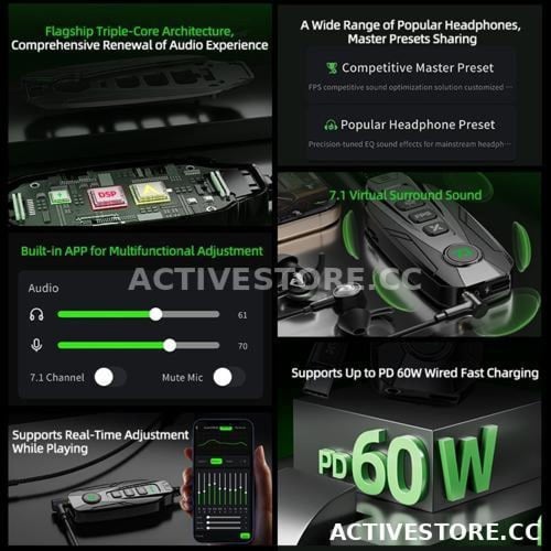 وصلة تايب سي 2in1 شحن بقوة 60w + كرت صوت للسماعة ب...