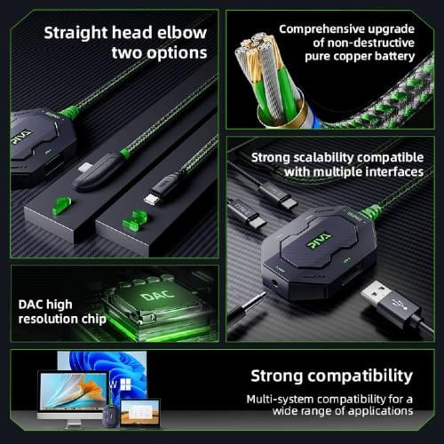 وصلة تايب سي رأس الكيبل ( مستقيم ) 4in1 تدعم 32Bit...