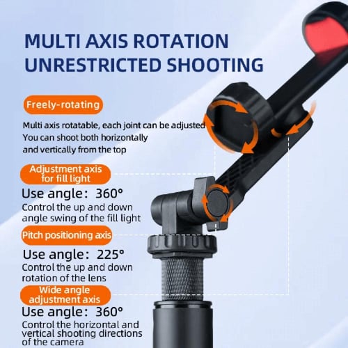 ستاند للجوال قابل للتعديل بالارتفاع مع اضاءة + ريم...