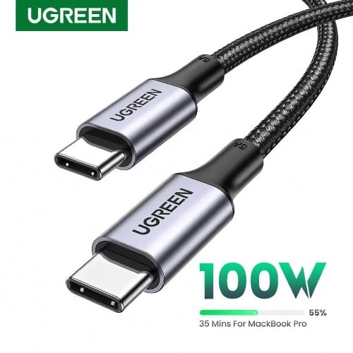 كيبل تايب سي الى تايب سي يدعم 100w قماش بطول متر و...
