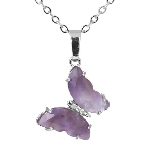 قلادة فراشه من حجر جشمت الامثيست ( Amethyst )