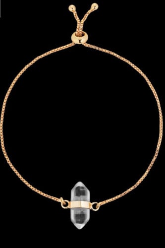 اسورة ذهبية مع حجر كلير كوارتز الخام