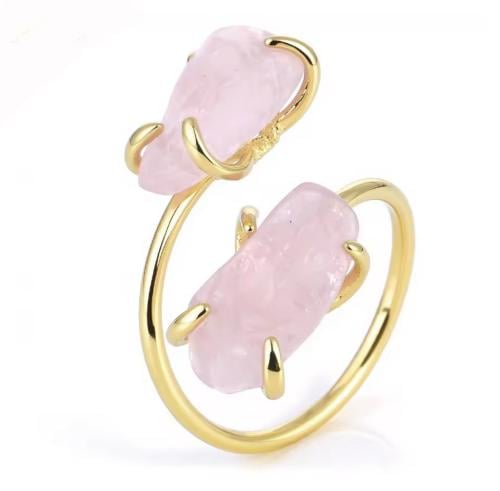 خاتم حجر روز كوارتز ( Rose Quartz )