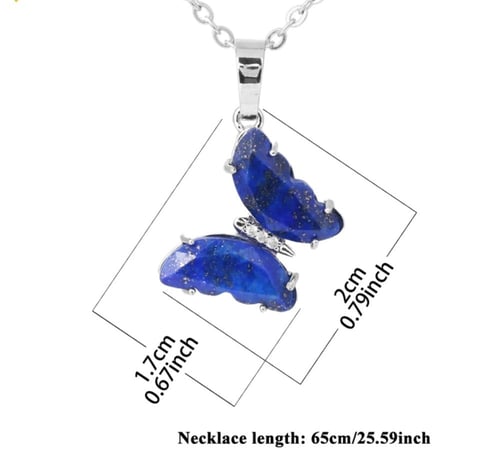 قلادة فراشه من حجر روز كوارتز ( Rose Quartz ) ذهبي...