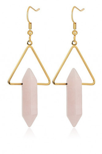 اقراط حجر روز كوارتز ( Rose Quartz )