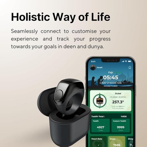 خاتم تسبيح ذكي بشاشة OLED وتصميم مقاوم للماء بمعيا...