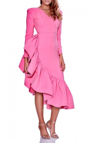 فستان كريب - وردي