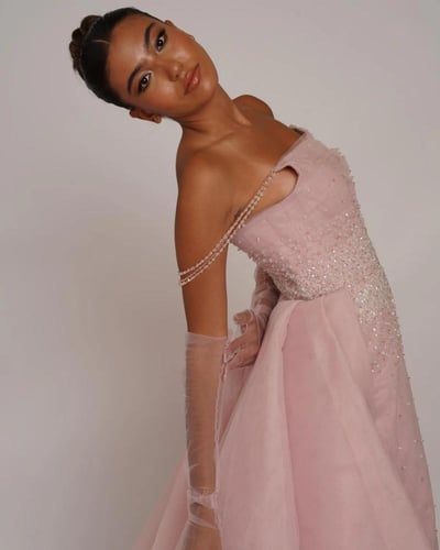 pink with gloves