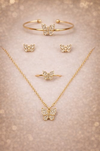 طقم اطفال مطلي ذهب