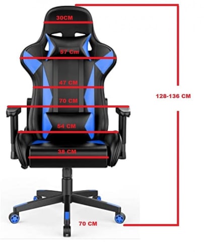 كرسي ألعاب بمسند لرقبة والظهر لراحة اللاعب اللون ا...