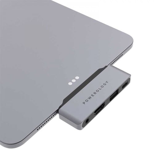 موزع Powerology 4 في 1 USB-C مع منفذ HDMI و USB و...