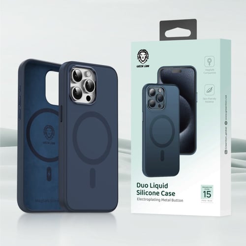 غلاف ايفون ازرق Green Lion Duo من السيليكون لهاتف...