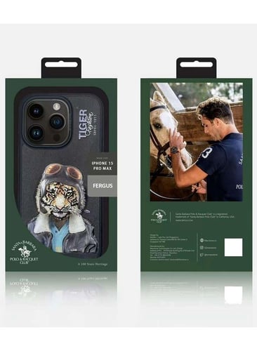 غلاف ايفون جلد من سلسلة Polo Fergus Tiger مع حروف...