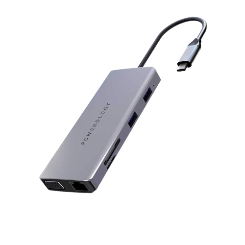 باورلوجي محول 11 في 1 USB-C - رمادي
