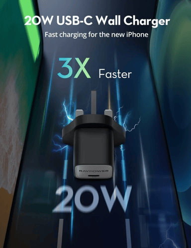 شاحن جداري راف باور بمنفذ تايب سي بقوة 20 واط - اس...