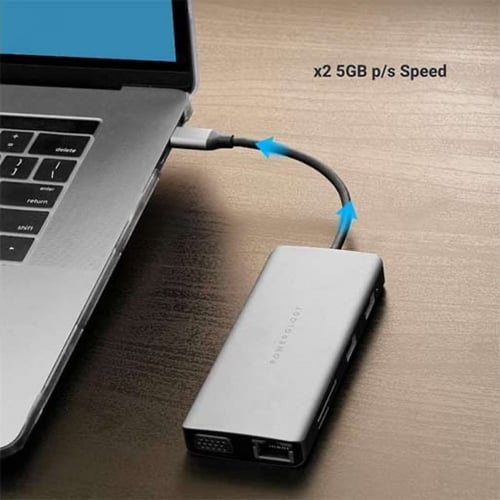 باورلوجي محول 11 في 1 USB-C - رمادي
