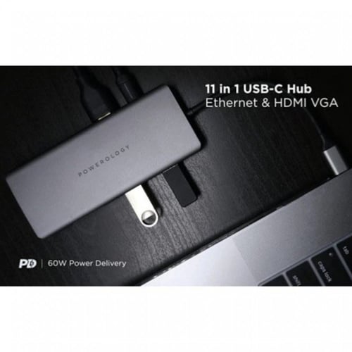باورلوجي محول 11 في 1 USB-C - رمادي