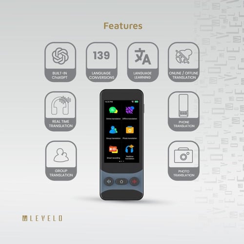 مترجم صوتي Levelo FluentLink متصل وغير متصل بالانت...