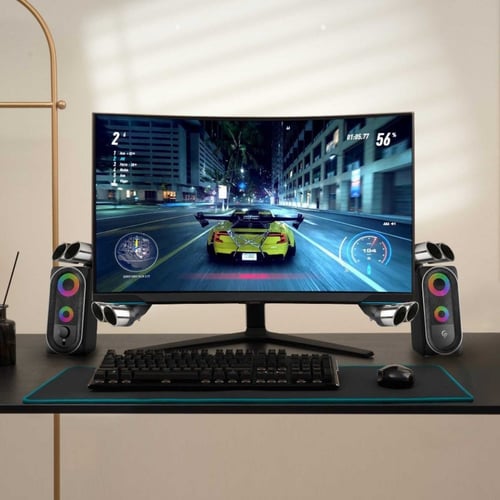 مكبرات صوت ستيريو للألعاب مع مستشعر إضاءة RGB يعمل...