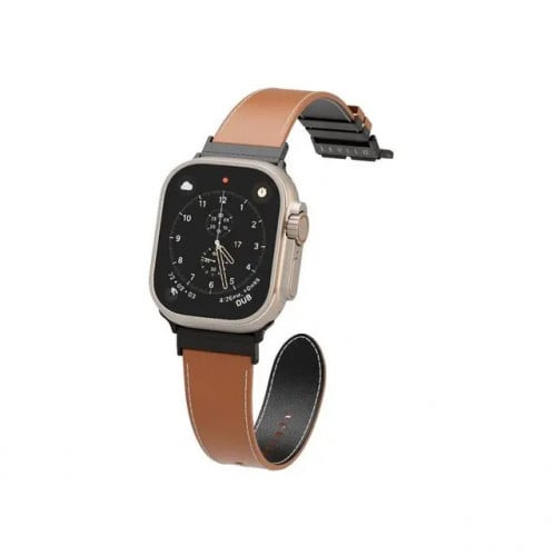 سوار ساعة جلد فاخر مطرز ليفيلو مونتر - بني/أسود