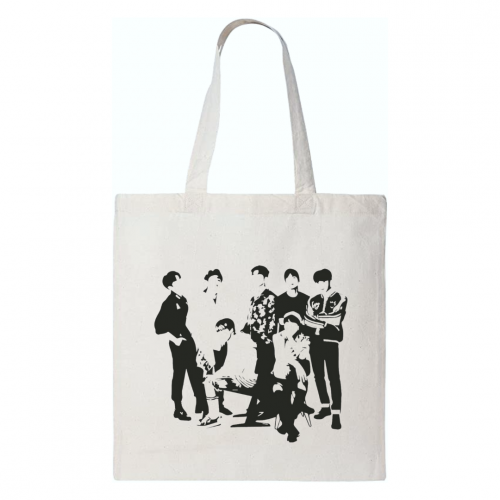 شنطة قماشية Tote bag بطباعة بتس BTS