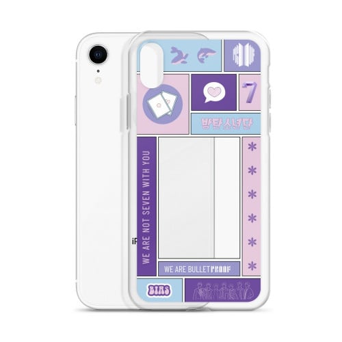 كفر آيفون بتصميم بتس BTS شفاف لوضع فوتوكارد