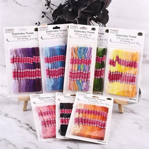 خيوط تطريز 12 حبة (درجات منوعة)