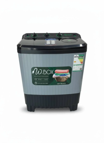 غساله حوضين دبليو بوكس 10 كيلو فضي مع اسود