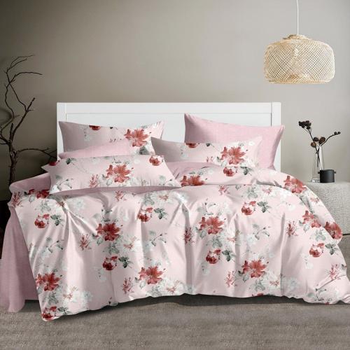 طقم لحاف فيفرت وردي فاتح نقشة زهور 6 قطع مقاس سنجل...