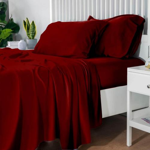 شرشف مطاط مقاس سنجل 120×200 سم عنابي سادة من ماركة...