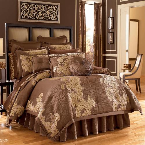 طقم لحاف كارلتون بني غامق مقاس كوين طقم 8 قطع