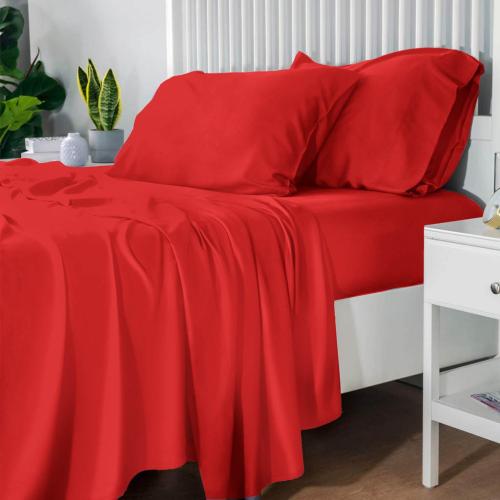 شرشف مطاط مقاس سنجل 120×200 سم أحمر سادة من ماركة...