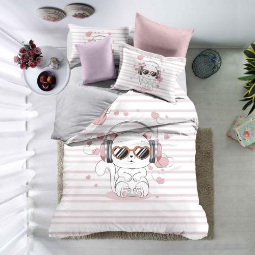 طقم لحاف فيفرت أطفال أبيض نقشة بألوان متعددة سنجل،...