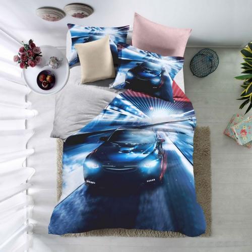 طقم لحاف فيفرت أطفال أزرق نقشة بألوان متعددة سنجل،...