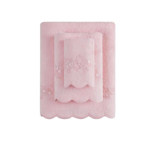 طقم مناشف حمام سوفت كوتون قطن 100% بلون وردي مٌطرز...