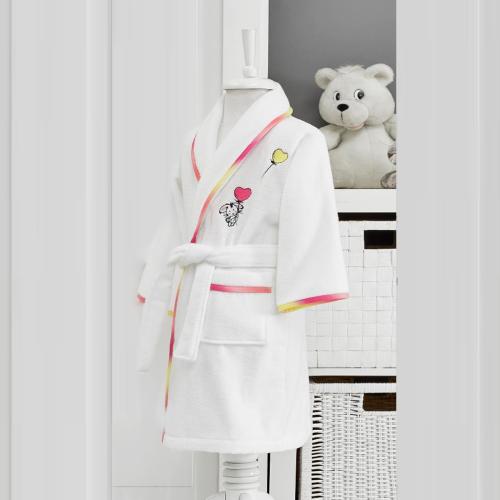 روب حمام أطفال ناعم – أبيض بتطريز وردي | قطن فاخر...