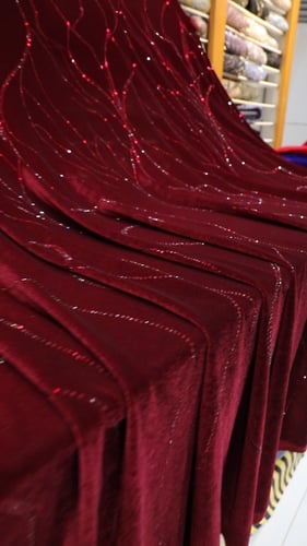 مخمل سترتش مشغول على كرستال (لون عنابي) 2