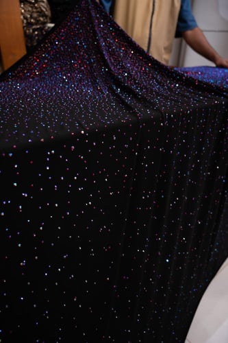 قطعة سترتش مشغول بالكرستال ( لون فوشي )