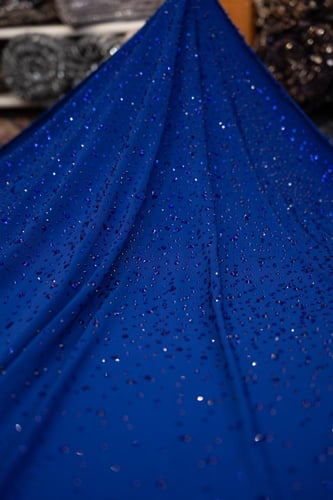 قطعة سترتش مشغول بالكرستال ( لون ازرق ملكي )