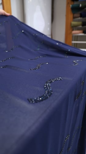 شيفون مشغول على كرستال ( لون كحلي )