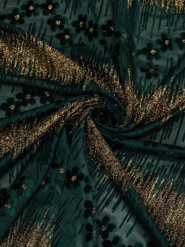 مخمل شيفون على سترتش بلمعه ذهبيه