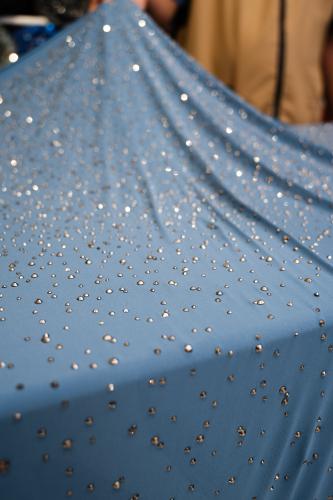 قطعة سترتش مشغول بالكرستال ( لون سماوي )