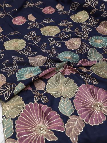 لنن مطرز مشغول على ترتر ( كحلي