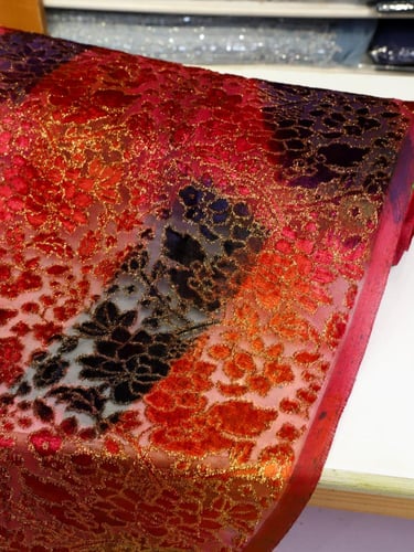 مخمل شيفون حرير بلمعة زري