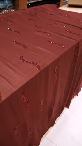 شيفون مشغول بالكرستال ( لون عنابي )