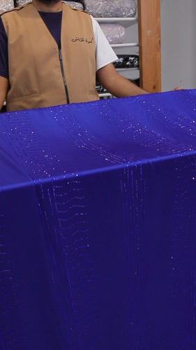 قطعه حرير مشغول بالكرستال ( لون ازرق ملكي )