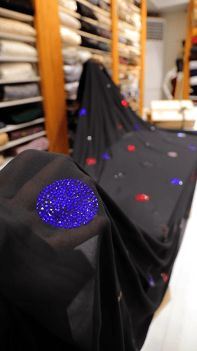 شيفون مشغول على كرستال ( لون اسود )